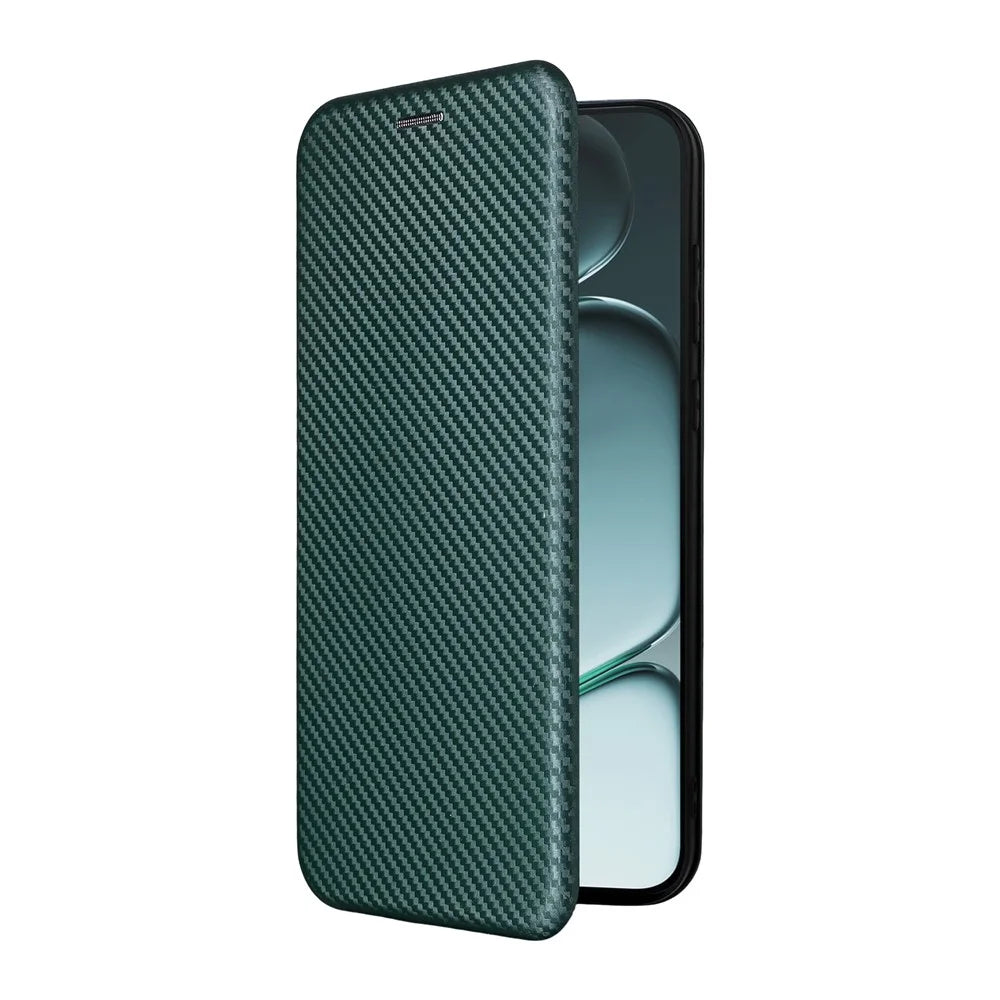 For OnePlus 15R 5G / Ace 6T 5G / Ace 6 5G Case Carbon Fiber Texture Drop-Proof PU Leather Phone Cover - Green - 7