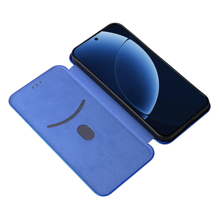 For Realme GT 8 Pro 5G Case Carbon Fiber Texture Drop-Proof PU Leather Phone Cover - Blue - 2