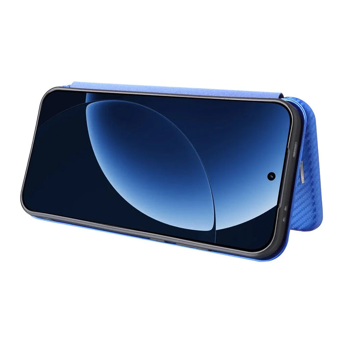 For Realme GT 8 Pro 5G Case Carbon Fiber Texture Drop-Proof PU Leather Phone Cover - Blue - 3