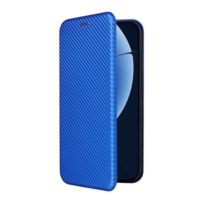 For Realme GT 8 Pro 5G Case Carbon Fiber Texture Drop-Proof PU Leather Phone Cover - Blue - 7