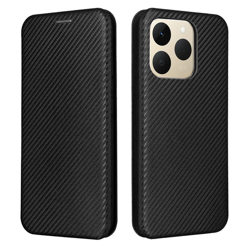 For Realme 15T 5G Case Carbon Fiber Texture Drop-Proof PU Leather Phone Cover - Black - 1