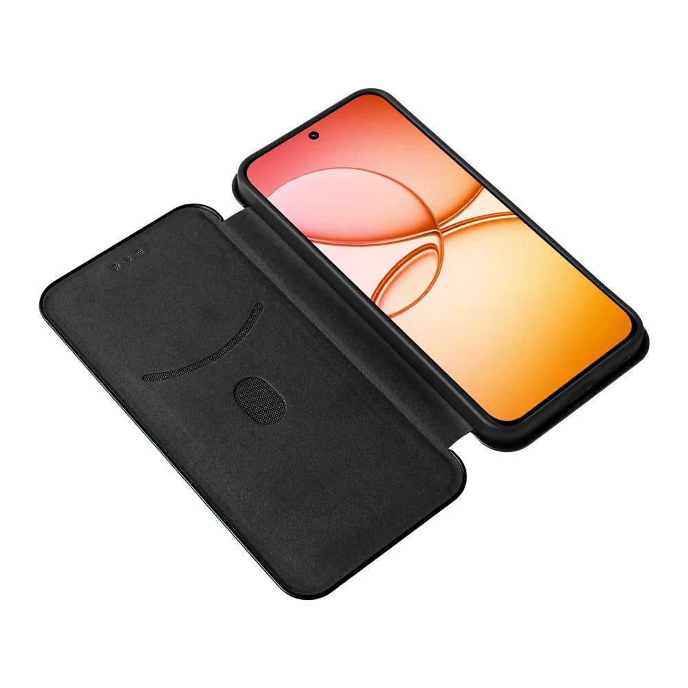 For Realme 15T 5G Case Carbon Fiber Texture Drop-Proof PU Leather Phone Cover - Black - 2