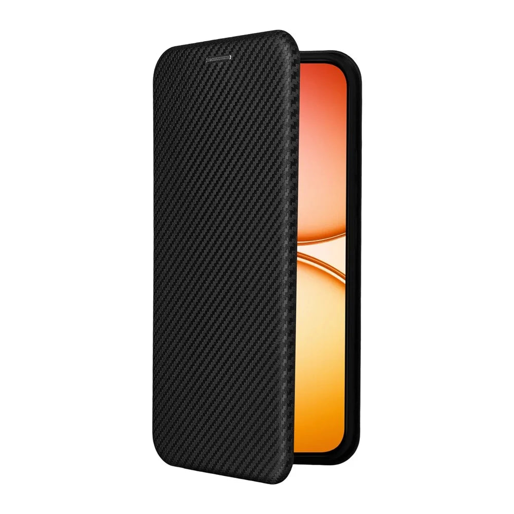 For Realme 15T 5G Case Carbon Fiber Texture Drop-Proof PU Leather Phone Cover - Black - 7