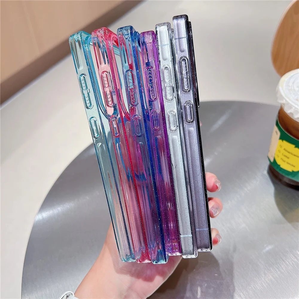 For Samsung Galaxy S25 Ultra Magnetic Case Clear Glitter Shockproof PC Phone Back Cover - Sky Blue - 4