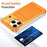 For iPhone 17 Pro Case Lens Frame Kickstand Metal Frameless Phone Cover with Leather Card Slots - Orange - 4