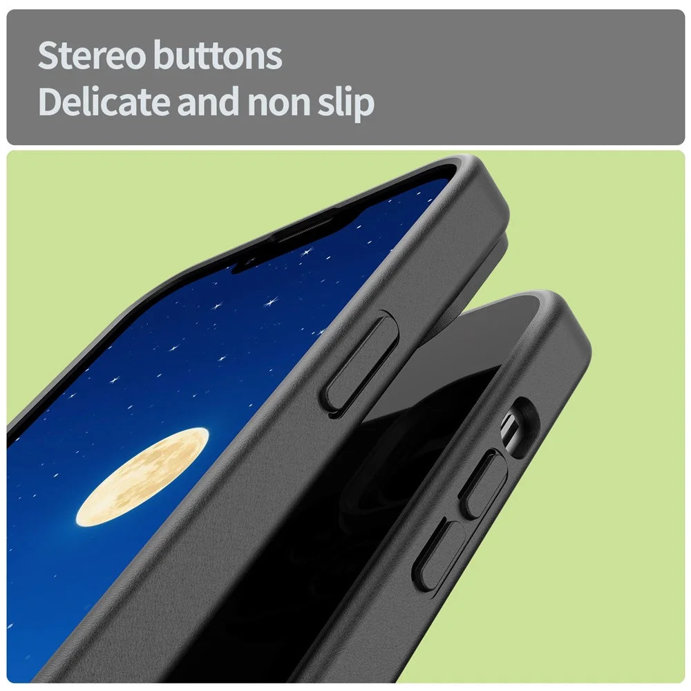For iPhone 14  /  13 Case Skin Touch Matte Anti Drop TPU PC Phone Back Cover - All Black - 5
