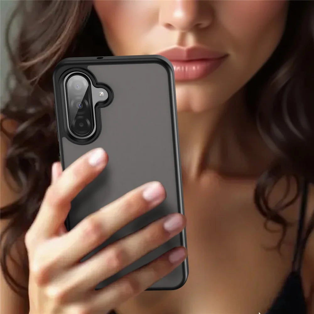 For Samsung Galaxy A26 5G Case Skin Touch Matte Anti Drop TPU PC Phone Back Cover - Black - 6