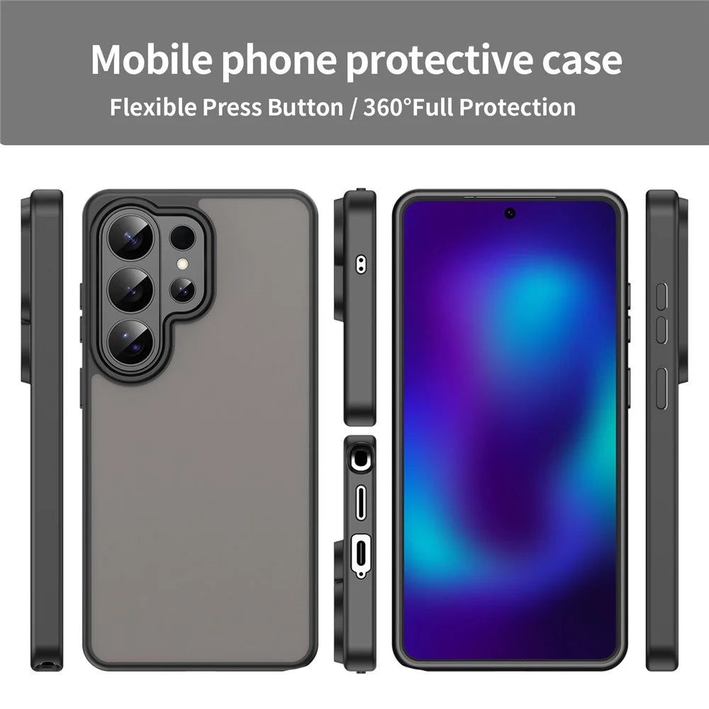 For Samsung Galaxy S26 Ultra Case Skin Touch Matte Anti Drop TPU PC Phone Back Cover - Black - 2
