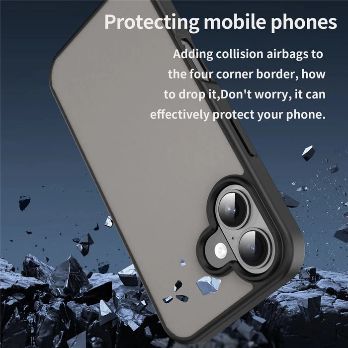For iPhone 16 Plus Case Skin Touch Matte Anti Drop TPU PC Phone Back Cover - Black - 3