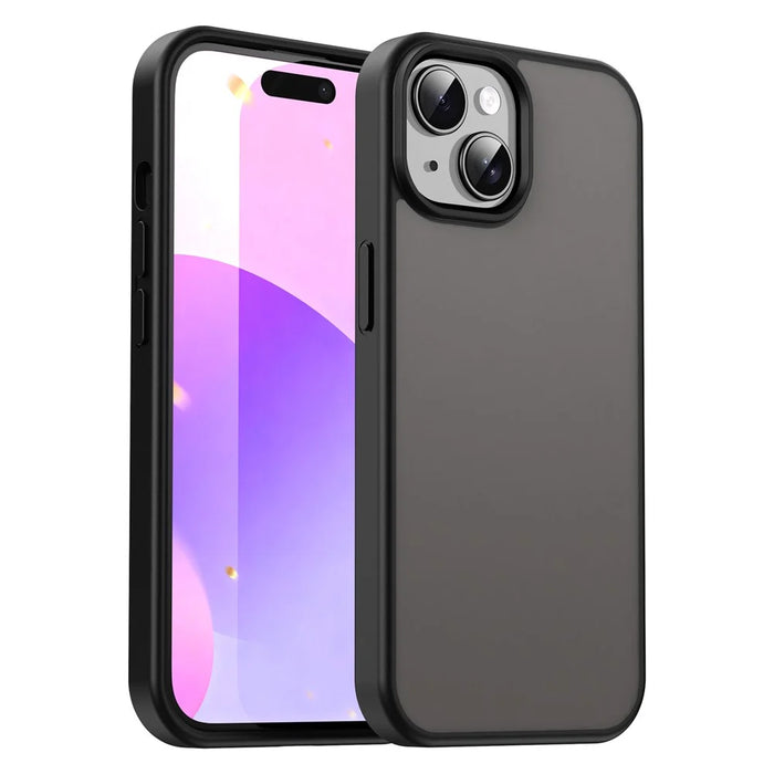 For iPhone 15 Plus  /  14 Plus Case Skin Touch Matte Anti Drop TPU PC Phone Back Cover - Black - 1