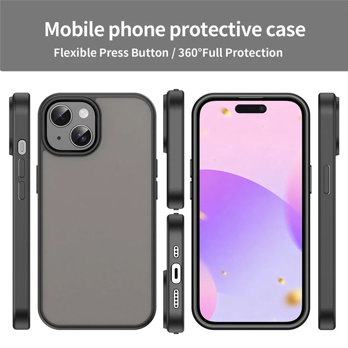 For iPhone 15 Plus  /  14 Plus Case Skin Touch Matte Anti Drop TPU PC Phone Back Cover - Black - 2