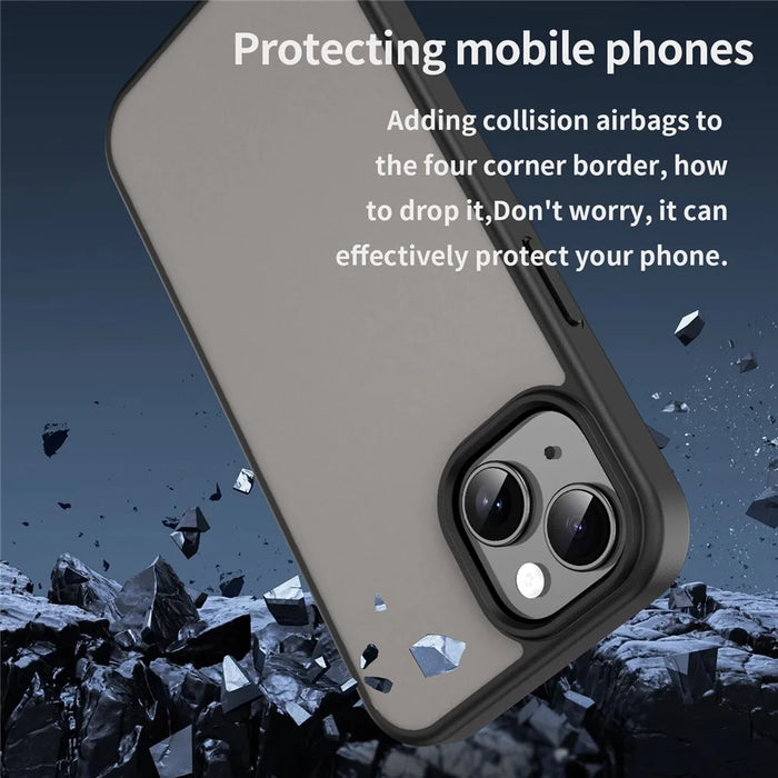 For iPhone 15 Plus  /  14 Plus Case Skin Touch Matte Anti Drop TPU PC Phone Back Cover - Black - 3