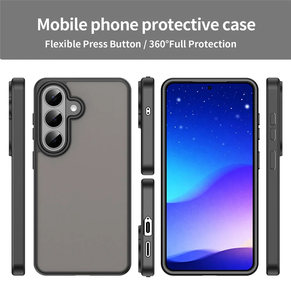 For Samsung Galaxy S26 Case Skin Touch Matte Anti Drop TPU PC Phone Back Cover - Black - 2