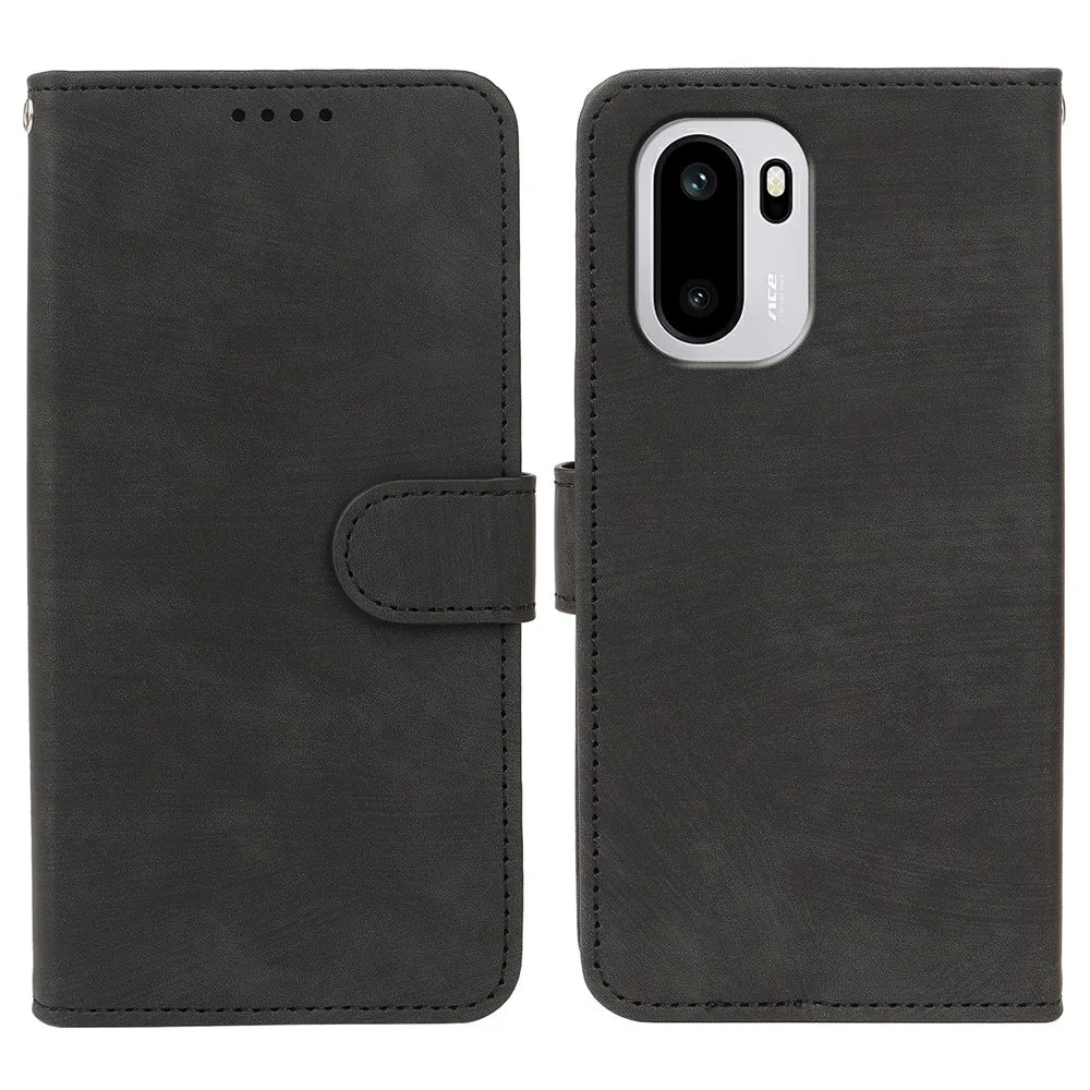 For OnePlus 15R 5G / Ace 6T 5G / Ace 6 5G Case Flip Wallet Striped Texture Leather Phone Cover - Black - 1