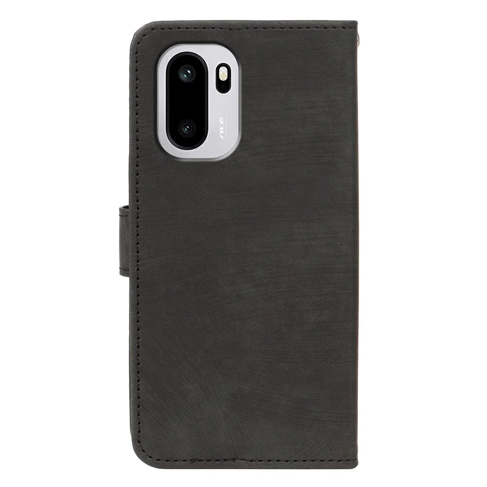 For OnePlus 15R 5G / Ace 6T 5G / Ace 6 5G Case Flip Wallet Striped Texture Leather Phone Cover - Black - 5