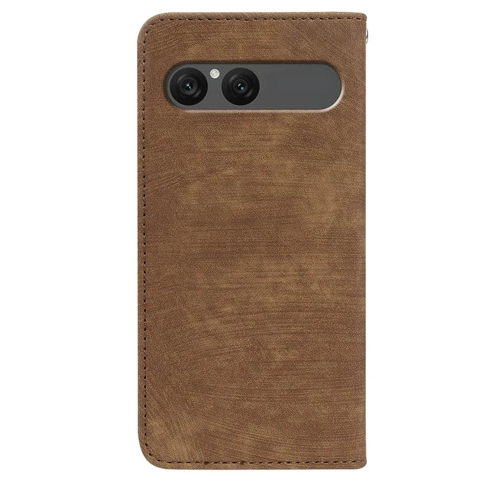 For Sony Xperia 10 VII Case Strong Magnetic Leather Wallet Phone Cover with Striped Texture - Brown - 5