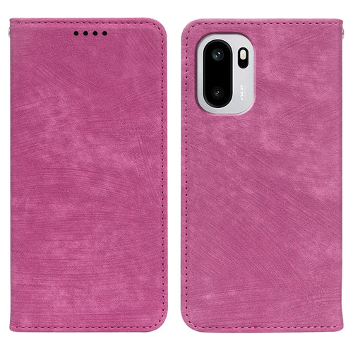 For OnePlus 15R 5G / Ace 6T 5G / Ace 6 5G Case Strong Magnetic Leather Wallet Phone Cover with Striped Texture - Rose - 1