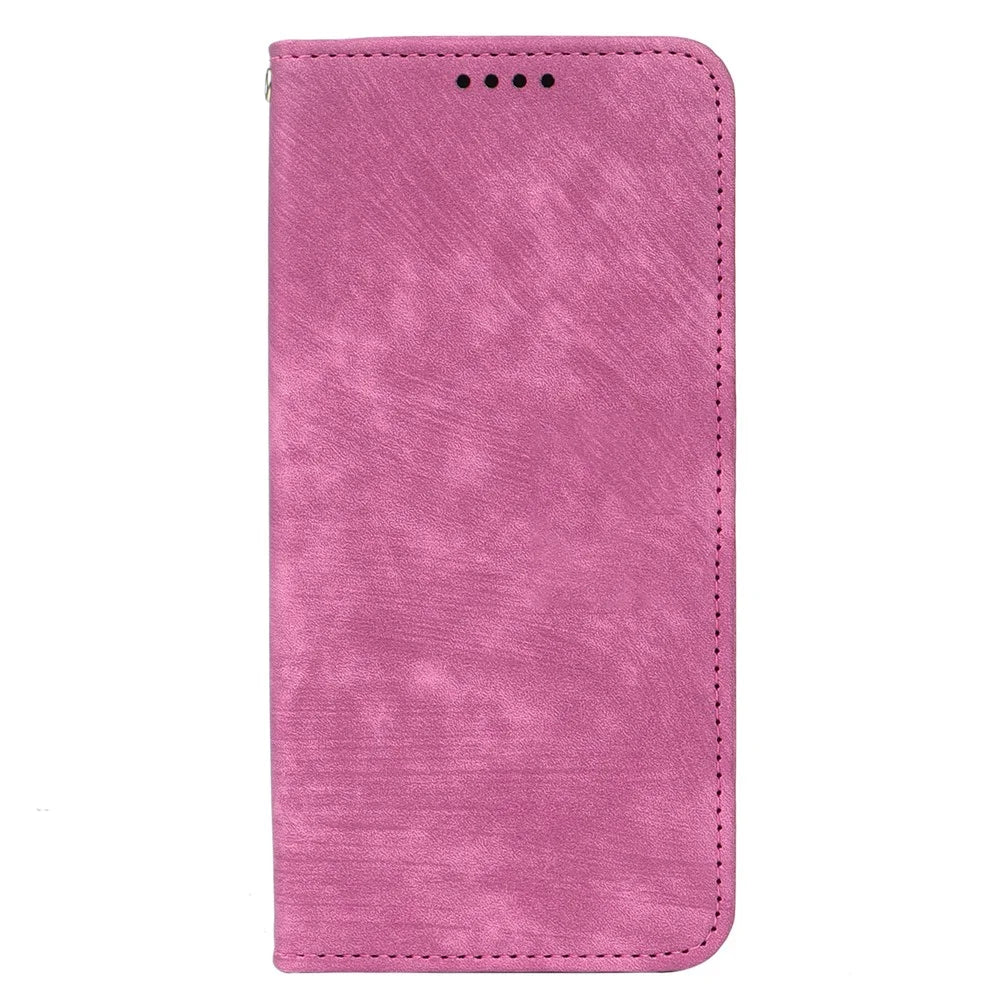For OnePlus 15R 5G / Ace 6T 5G / Ace 6 5G Case Strong Magnetic Leather Wallet Phone Cover with Striped Texture - Rose - 4