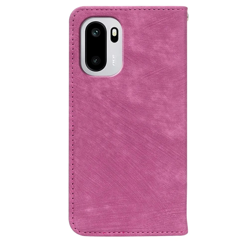 For OnePlus 15R 5G / Ace 6T 5G / Ace 6 5G Case Strong Magnetic Leather Wallet Phone Cover with Striped Texture - Rose - 5
