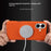 For iPhone 17 Case Compatible with MagSafe Litchi Texture Genuine Cow Leather + PC Phone Cover - Orange - 3
