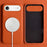 For iPhone Air Case Compatible with MagSafe Litchi Texture Genuine Cow Leather + PC Phone Cover - Orange - 2