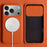 For iPhone 18 Pro / 17 Pro Case Compatible with MagSafe Litchi Texture Genuine Cow Leather + PC Phone Cover - Orange - 2