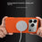 For iPhone 18 Pro / 17 Pro Case Compatible with MagSafe Litchi Texture Genuine Cow Leather + PC Phone Cover - Orange - 3
