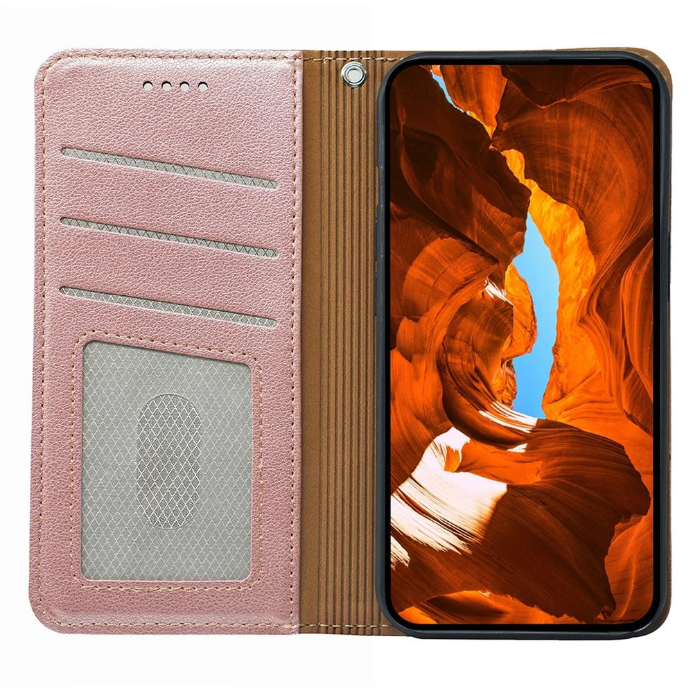 For OnePlus 15R 5G / Ace 6T 5G / Ace 6 5G Case Wallet RFID Blocking Leather Phone Cover Strong Magnetic Closure - Rose Gold - 2