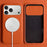 For iPhone 18 Pro Max / 17 Pro Max Case Compatible with MagSafe Litchi Texture Genuine Cow Leather + PC Phone Cover - Orange - 2