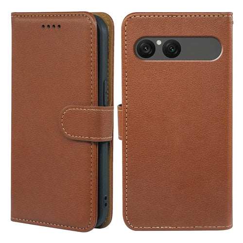 For Sony Xperia 10 VII Case RFID Blocking Wallet Litchi Texture Leather Phone Cover Magnetic Clasp - Brown - 1