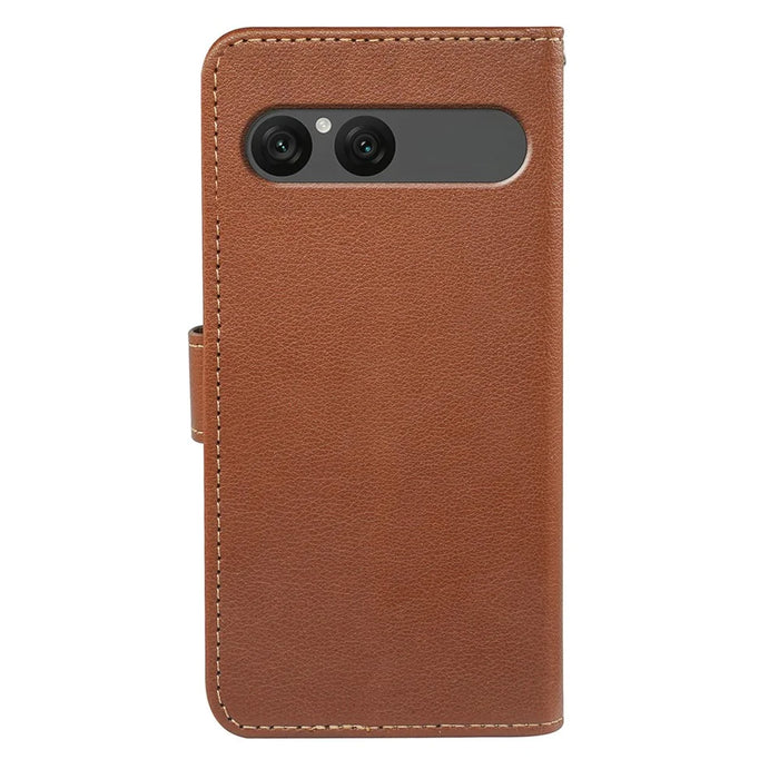 For Sony Xperia 10 VII Case RFID Blocking Wallet Litchi Texture Leather Phone Cover Magnetic Clasp - Brown - 7
