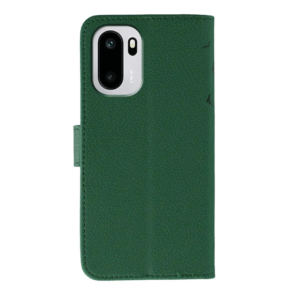 For OnePlus 15R 5G / Ace 6T 5G / Ace 6 5G Case Feather Imprint PU Leather Wallet Phone Cover - Green - 5