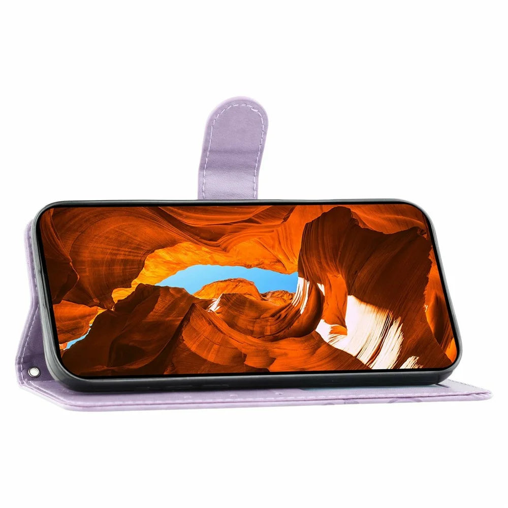 For OnePlus 15R 5G / Ace 6T 5G / Ace 6 5G Case Wallet Stand Imprinted Rose Butterfly PU Leather Phone Cover - Purple - 3