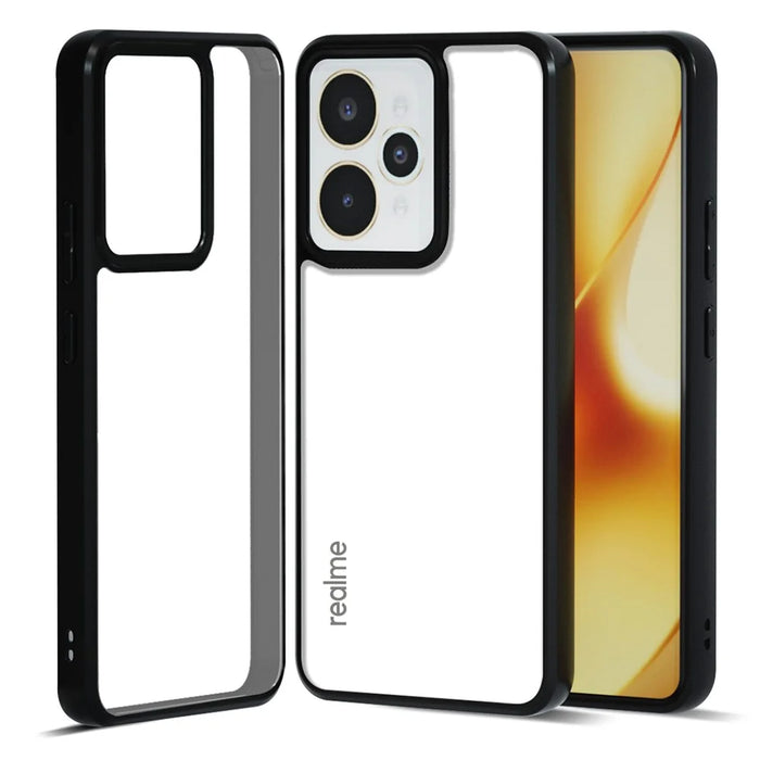 IBMRS For Realme 15 5G Case Soft TPU Frame Hard PC Back Anti-Fall Phone Cover - Transparent Black - 1