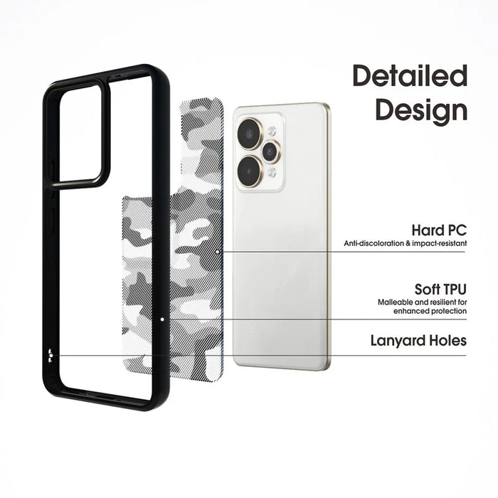IBMRS For Realme 15 5G Case Soft TPU Frame Hard PC Back Anti-Fall Phone Cover - Transparent Black - 3