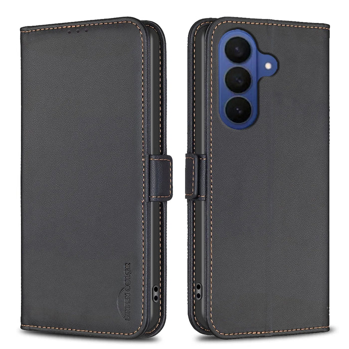 BINFEN COLOR For Samsung Galaxy A37 5G Case  BF31  PU Leather Flip Folio Phone Wallet Cover - Black - 1