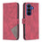 BINFEN COLOR For Samsung Galaxy A57 5G Phone Case  Wallet Stand Geometry Imprinted Leather Cover - Red - 1