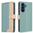BINFEN COLOR For Samsung Galaxy A57 5G Leather Case  Splicing Color RFID Blocking Wallet Stand Phone Cover - Green - 1