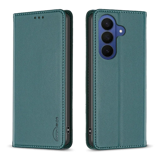 BINFEN COLOR For Samsung Galaxy A27 5G Leather Case  BF18 Phone Stand Cover with Card Slots - Green - 1