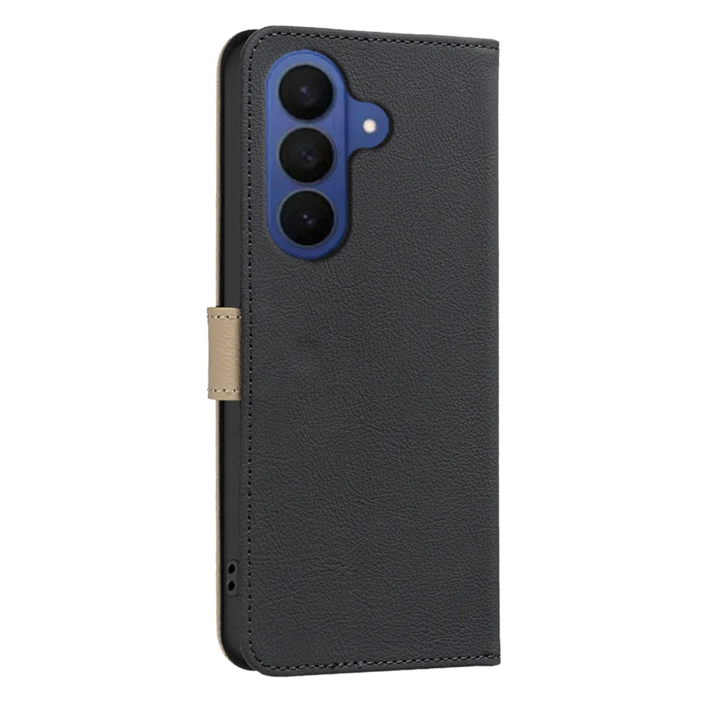 BINFEN COLOR For Samsung Galaxy A57 5G Leather Case  BF36 Floral Pattern Phone Cover RFID Blocking Wallet Stand - Black - 3