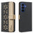 BINFEN COLOR For Samsung Galaxy S26+ Leather Case  BF36 Floral Pattern Phone Cover RFID Blocking Wallet Stand - Black - 1