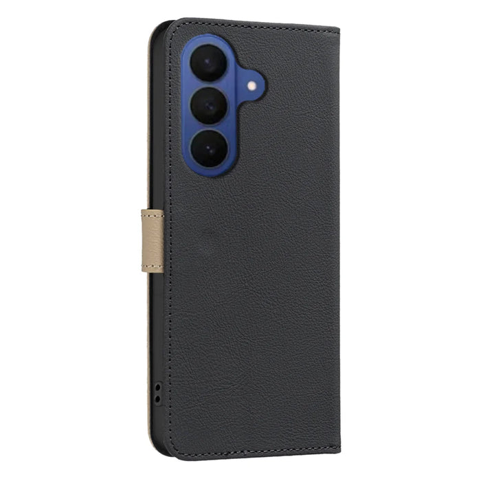 BINFEN COLOR For Samsung Galaxy S26+ Leather Case  BF36 Floral Pattern Phone Cover RFID Blocking Wallet Stand - Black - 3