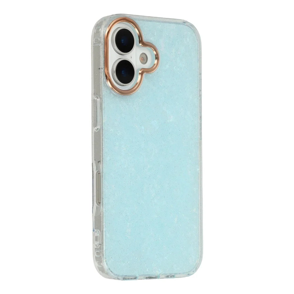 For iPhone 17 Case IMD Shell Pattern PC + TPU Phone Cover - Transparent Blue - 1