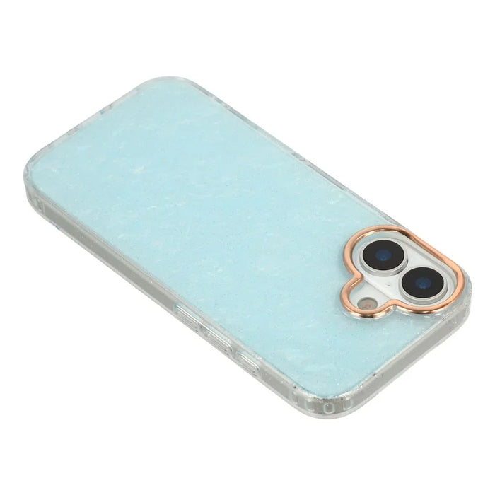 For iPhone 17 Case IMD Shell Pattern PC + TPU Phone Cover - Transparent Blue - 5