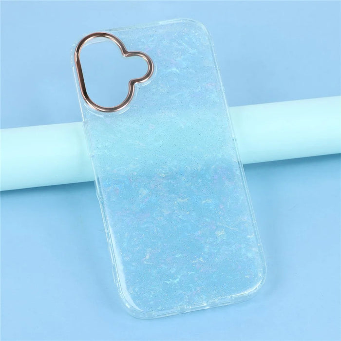 For iPhone 17 Case IMD Shell Pattern PC + TPU Phone Cover - Transparent Blue - 6
