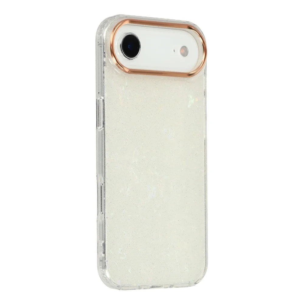For iPhone Air Case IMD Shell Pattern PC + TPU Phone Cover - Transparent White - 1