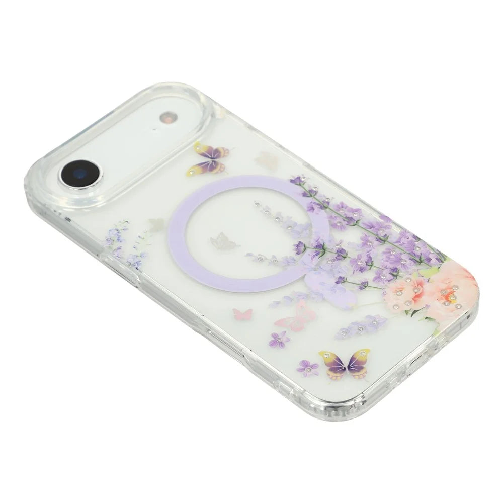 For iPhone Air Case Compatible with MagSafe Embedded Rhinestones IMD Pattern TPU PC Phone Back Cover - Butterfly - 4