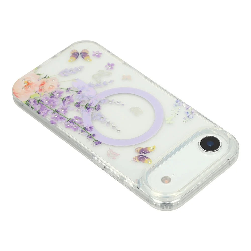 For iPhone Air Case Compatible with MagSafe Embedded Rhinestones IMD Pattern TPU PC Phone Back Cover - Butterfly - 5