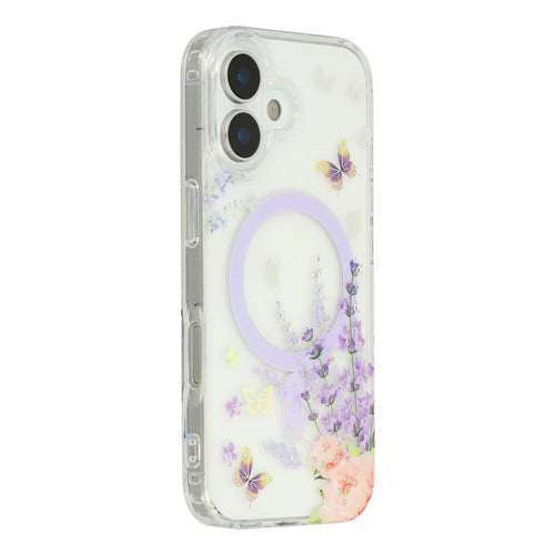 For iPhone 17 Case Compatible with MagSafe Embedded Rhinestones IMD Pattern TPU PC Phone Back Cover - Butterfly - 1