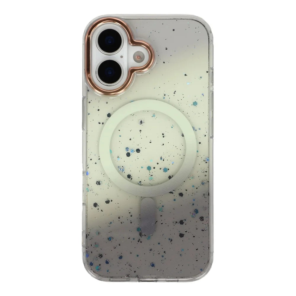 For iPhone 17 Case Compatible with MagSafe IMD Bling Glitter PC + TPU Back Cover - Black - 3